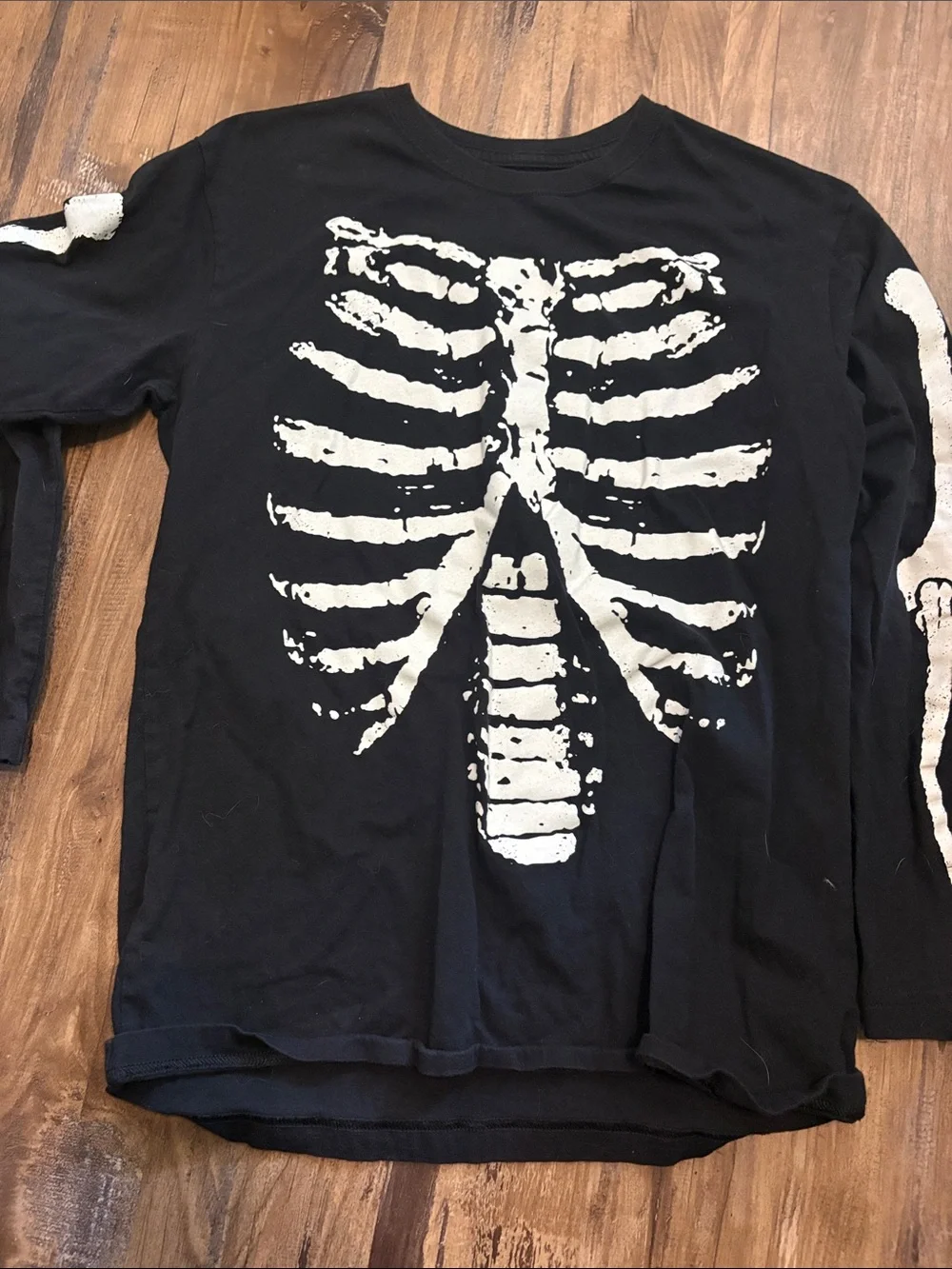 The Children's Place Black Long-Sleeve Skeleton Ribcage Tee